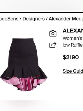 Alexander McQueen Black A-Line Peplum Hem Skirt with Pink Lining